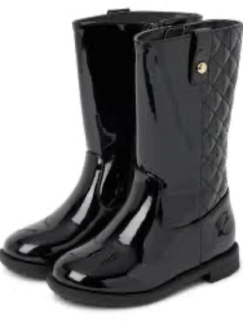 Gymboree Girls Black Patent Quilted Riding Boots Size 6